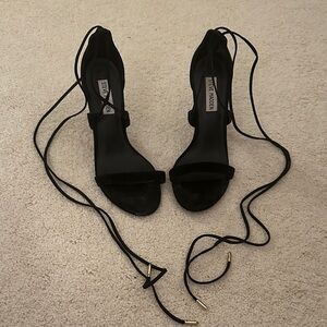 Steve Madden Black Suede Lace-Up Heeled Sandals